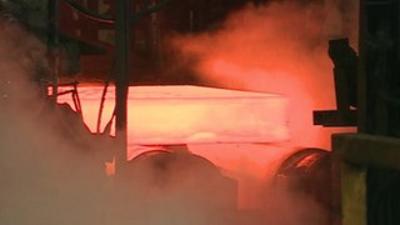 Hot metal being manufactured inside steelworks