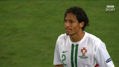 Bruno Alves looks dejected after Portugal exit Euro 2012