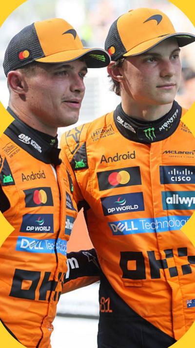 Lando Norris and Oscar Piastri of McLaren at Circuit de Barcelona-Catalunya in Barcelona