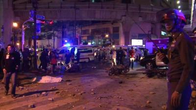 Aftermath of bomb explosion in Bangkok