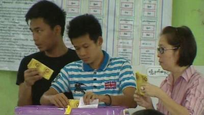 Polling station in Yangon