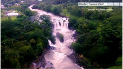 Aerial view of waterfall