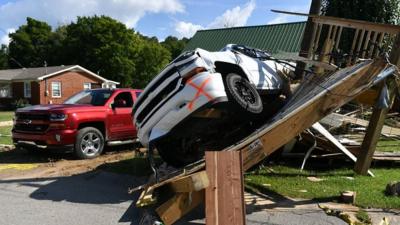 Damaged car in Waverly, Tennessee, 22 August 2021