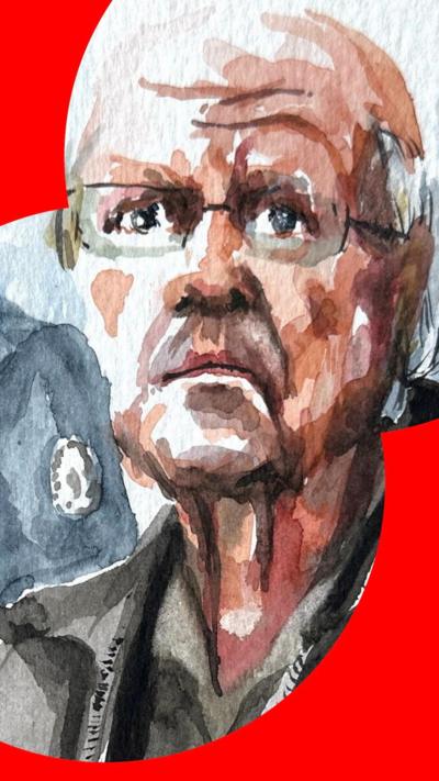 Court sketch of former surgeon paedophile Joel Le Scouarnec