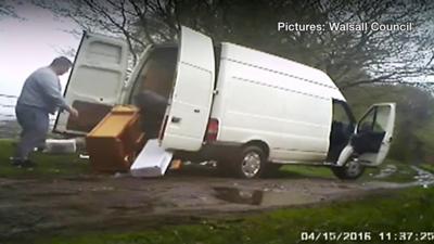 Fly tipper unloads van