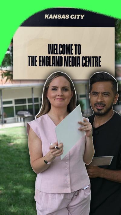 Kelly Somers and Sami Mokbel are part in a quiz at the England Media Centre