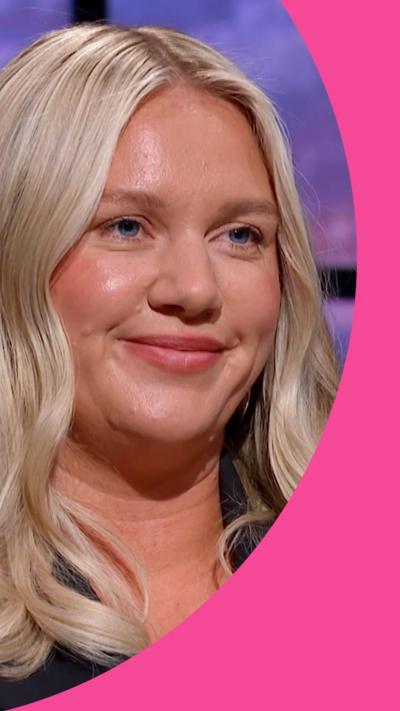 Jenna Meek, a woman with long, wavy blonde hair, appears on Dragons' Den.