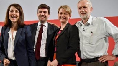 Liz Kendall, Andy Burnham, Yvette Cooper and Jeremy Corbyn