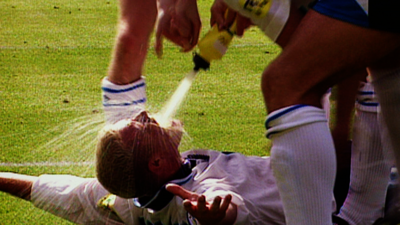 Paul Gascoigne's 'dentist chair' celebration at Euro 96.