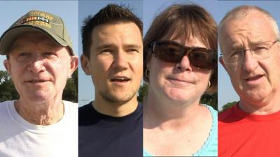 Visitors to the Vietnam memorial