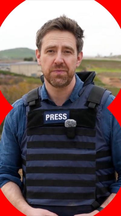 Nick Beake in a press vest in Metula.