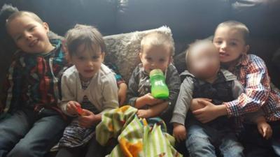 Keegan, Tilly Rose, Olly and Riley, seen here in a photo taken from social media, died in the blaze on Tuesday