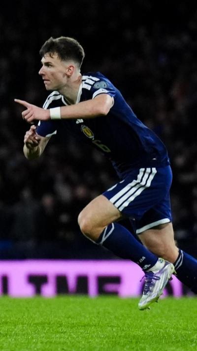 Kieran Tierney celebrates his goal