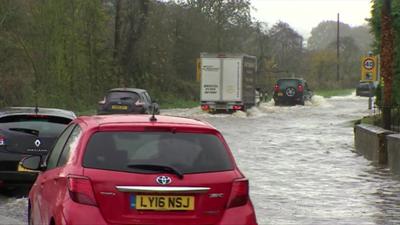 A flooded road