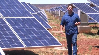 Jason Boswell at a solar farm in Kimberley, Northern Cape, South Africa