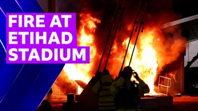 Fire breaks out outside Etihad Stadium