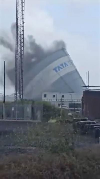 A tower being demolished