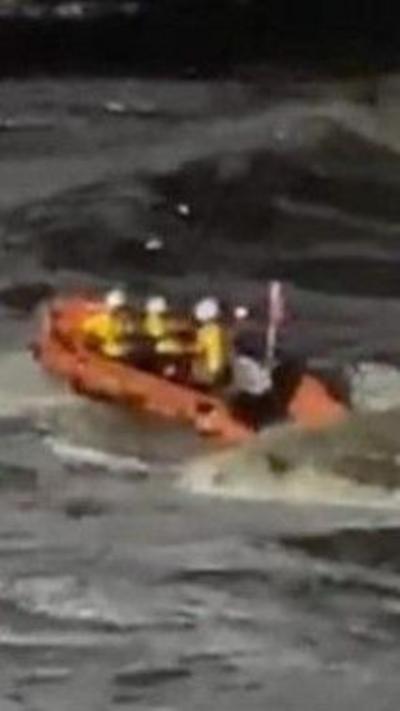 RNLI boat in the sea