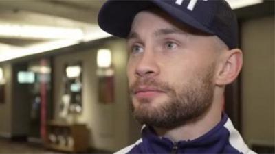 Carl Frampton speaking to BBC Sport NI's Thomas Kane in Las Vegas after Friday's weigh-in