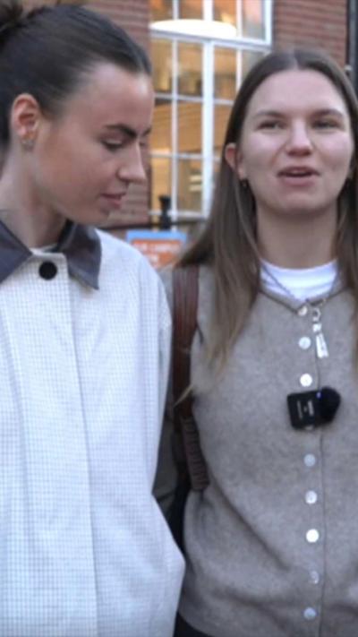 Two young women speak to the BBC