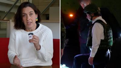 Split screen on Katy Watson (L) and Taiwan’s President William Lai (R)