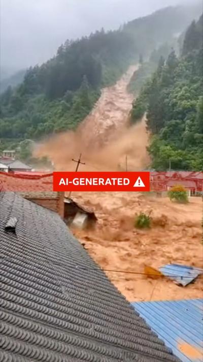 An AI-generated image of flood waters.