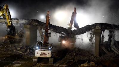 The bridge has been replaced as part of the £1.5bn upgrade of the A14.