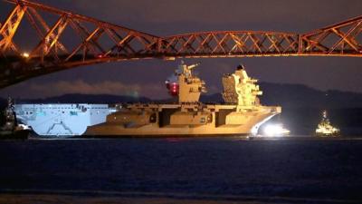 HMS Queen Elizabeth leaves Rosyth