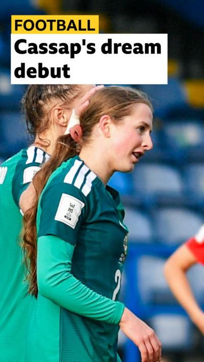 Emily Cassap celebrates scoring for Northern Ireland 