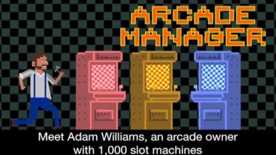 Computer graphic of arcade manager Adam Williams