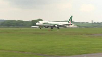 Juventus plane arrives