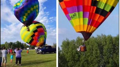 Two balloons blown out of control