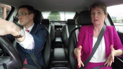 Chris Mason and Yvette Cooper in car