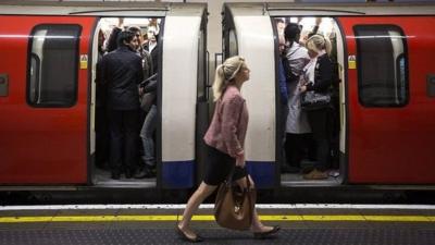 Tube commuters in London, file pic