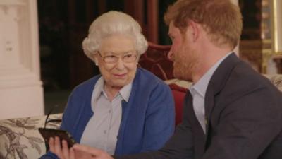 Queen with Prince Harry