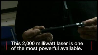 Demonstration of a powerful laser pen