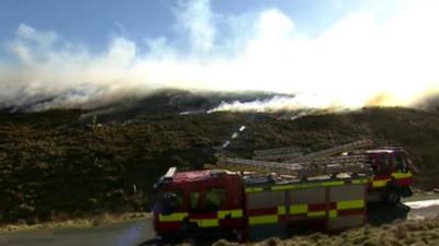 Fire crews tackle blaze above Hebden Bridge