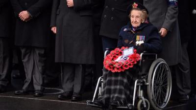 Wreaths Are Laid At The Cenotaph On Remembrance Sunday