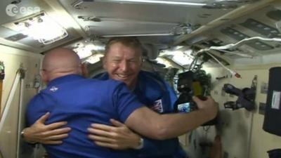 Tim Peake enters the International Space Centre