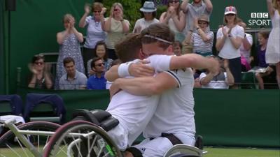 Reid and Hewett celebrate winning the doubles title