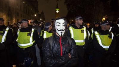 Demonstrator at Million Mask March