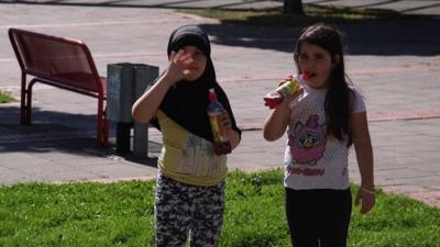 Two refugee girls