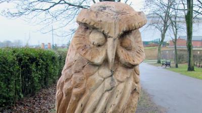 An owl sculpture in Hednesford Park