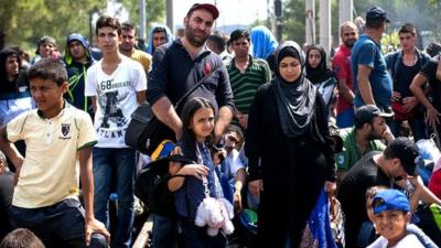 Migrant crowds on the border of Greece and Macedonia