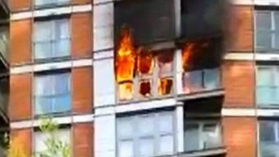 A fire in a tower block in Poplar