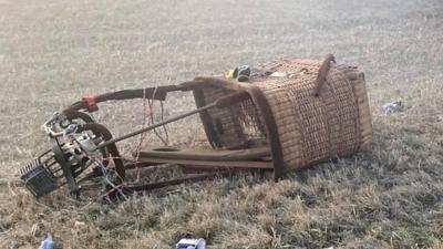 Crashed hot air balloon basket