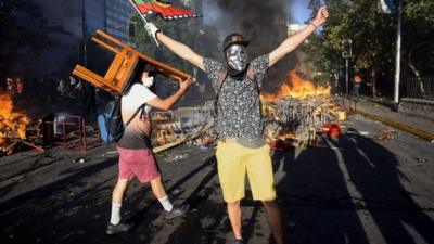 Protester in Santiago