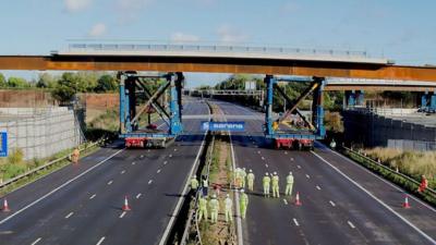 A bridge being moved