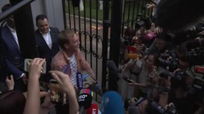 Freed Russian journalist Ivan Golunov is seen emerging from custody