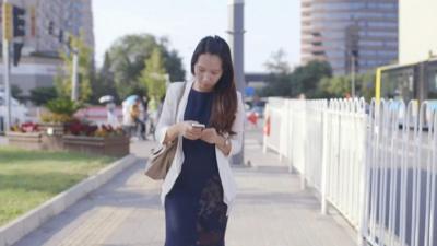 Woman using app